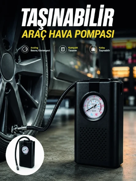Otomobil Bisiklet ve Motosiklet İçin Taşınabilir Lastik Hava Pompası ürün görseli 1