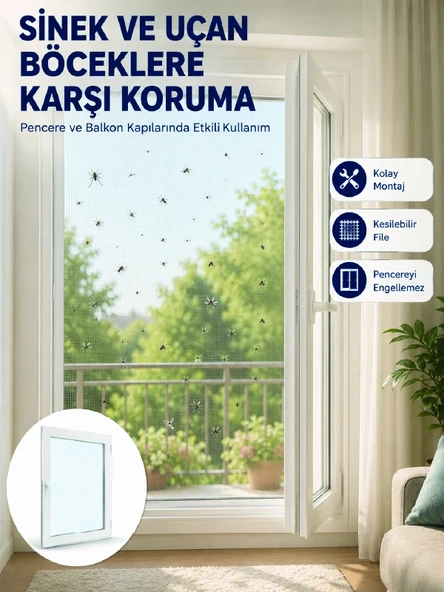 Pencere ve Balkon İçin Tek Kanatlı Kolay Takılan Sineklik ürün görseli 1