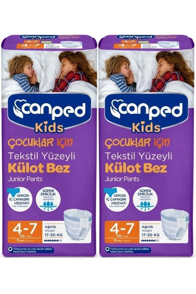 Canped Kids Çoçuklar Külot Bez Tekstil Yüzeyli Yaş:4-7 17-30 kg 18 Adet 2pkx9 ürün görseli 1