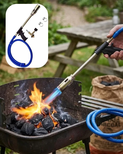 Nevamel® LPG Pürmüz Alev Tabancası Hortumlu Ayarlanabilir Gazlı Alev Yakıcı Kamp ve Mangal Başlatıcı ürün görseli 1