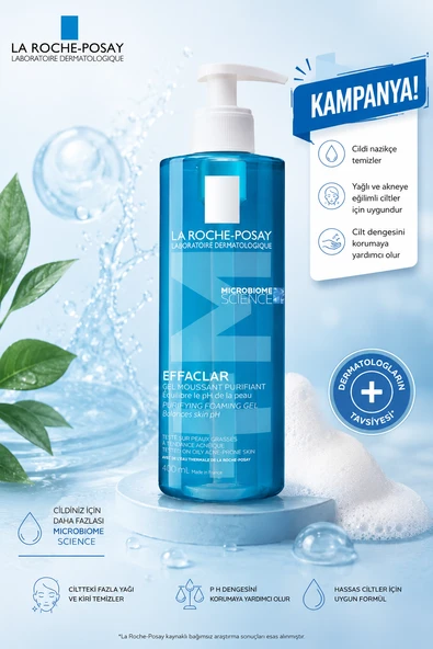 La Roche Posay Yağlı ve Akneye Eğilimli Ciltler için Effaclar Yüz Temizleme Jeli 400 ml ürün görseli 1