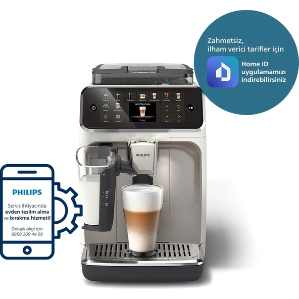 Philips 5500 Serisi Tam Otomatik Espresso Makinesi, EP5543/90, Beyaz, Gri ürün görseli 1