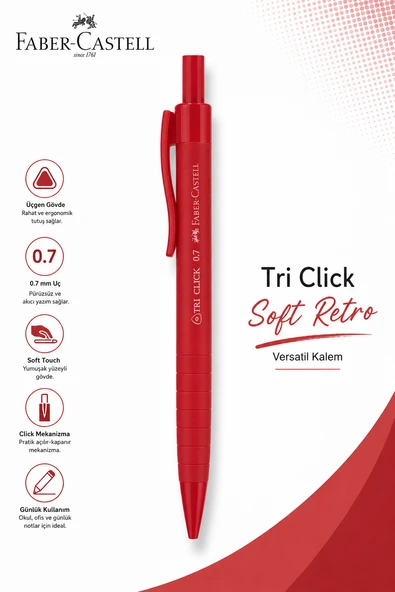 Faber-Castell Tri Click Soft Retro Versatik Kalem 0,7 Kırmızı ürün görseli 1