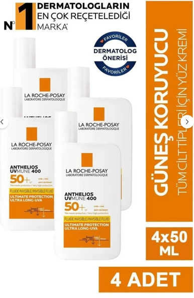 La Roche Posay Anthelios UVmune 400 Invisible Fluid SPF50+ 50 ml 4 Adet ürün görseli 1