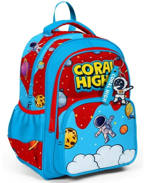 Coral High Astronot Uzay Desenli Üç Bölmeli Okul Sırt Çantası 33245 ürün görseli 1