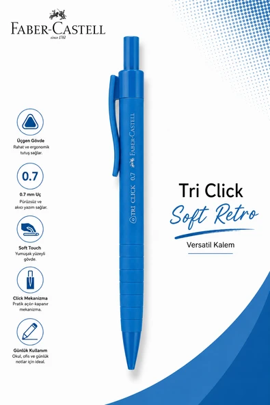 Faber-Castell Tri Click Soft Retro Versatik Kalem 0,7 Mavi ürün görseli 1
