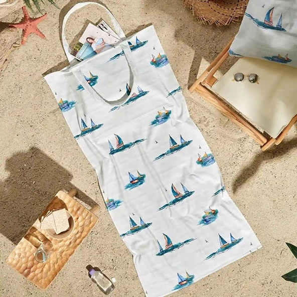 Özdilek Sailor Çantalı Plaj Havlusu 70x140 cm ürün görseli 1