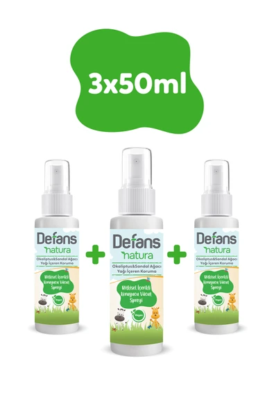 Defans Natura Bitkisel İçerikli Koruyucu Vücut Sprey 50ml x 3 Adet ürün görseli 1