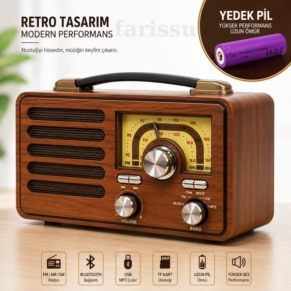 EVERTON  Nostaljik Retro Tasarım Bluetooth Hoparlör ve Radyo RT-755 (YEDEK PİLİ) ürün görseli 1