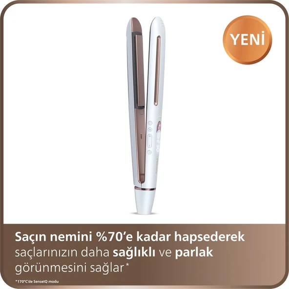 Philips 8000 Serisi Prestige Saç Düzleştirici, Beyaz Seramik, 15 Isı Kademesi ve Hızlı Isınma Özelliği ürün görseli 1