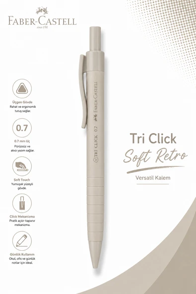 Faber-Castell Tri Click Soft Retro Versatik Kalem 0,7 Krem ürün görseli 1