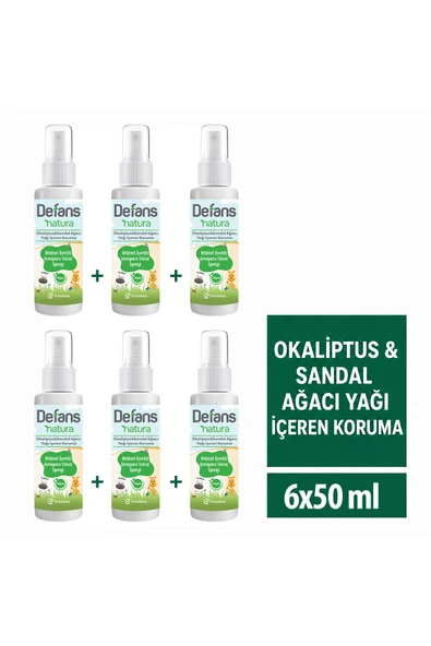 Defans Natura Bitkisel İçerikli Koruyucu Vücut Sprey 50ml x 6 Adet ürün görseli 1