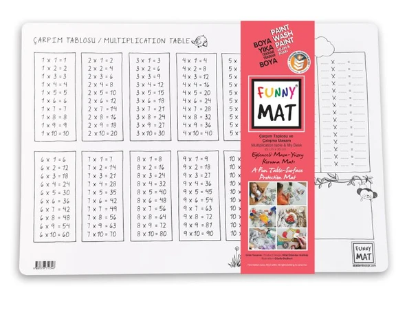 Funny Mat Çarpım Tablosu & Çalışma Masam 25X35Cm 2'Li Paket Beyaz Seri ürün görseli 1