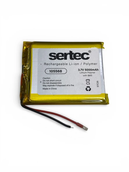 Sertec 105568 3.7V 5000 mAh Li-Polymer Pil (Devreli/1.5A) ürün görseli 1