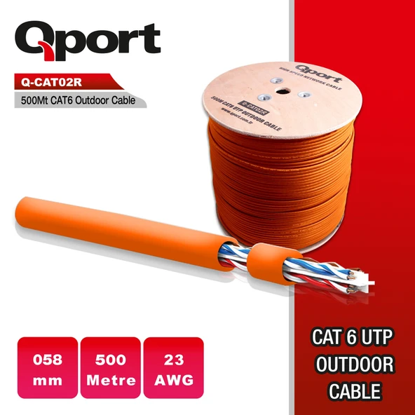 QPORT Q-CATO2R 23AWG 500 METRE TURUNCU KABLO ürün görseli 1