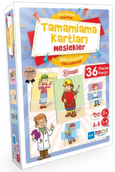 Blue Focus Tamamlama Kartları Meslekler - Eğitici Oyunlar 36 Parça ürün görseli 1