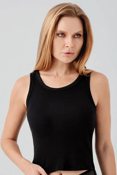 New Bra 7201 Desteksiz Kaplı Basic Atlet Siyah - Resim 3