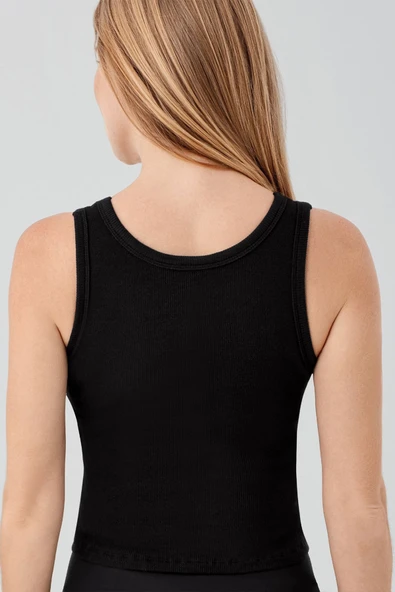 New Bra 7201 Desteksiz Kaplı Basic Atlet Siyah - Resim 4