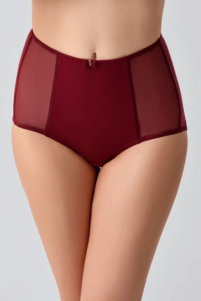 New Bra 9304 Bayan Yüksek Bel Korseli Külot Bordo ürün görseli 1
