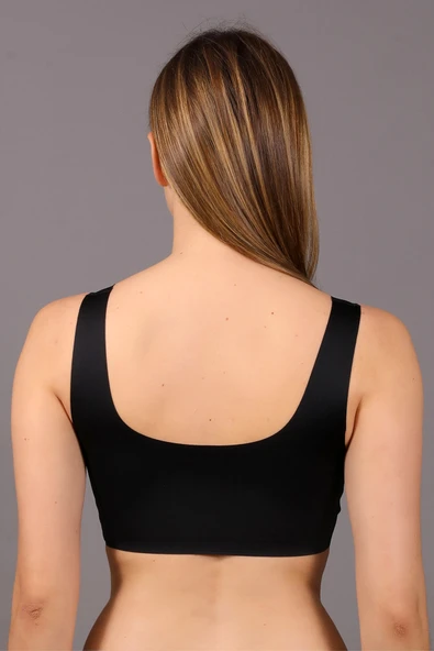 New Bra 6130 Bayan Lazer Kesim Yarım Atlet Siyah ürün görseli 1