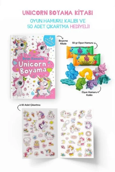 Unicorn Boyama Kitabı - Oyun Hamurlu - 3 Yaş ürün görseli 1