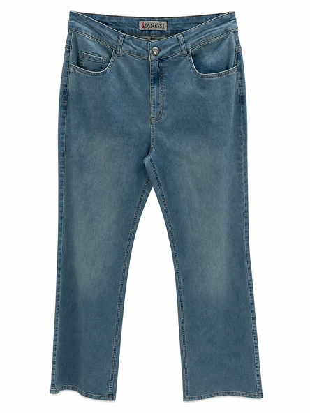 Büyük Beden Fermuarlı Denim  Kadın Pantolon ürün görseli 1