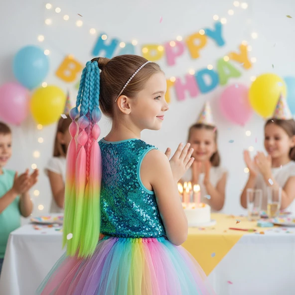 Balon ve Düz Salaş Örgülü Lastikli At Kuyruğu / ACM20 ürün görseli 1