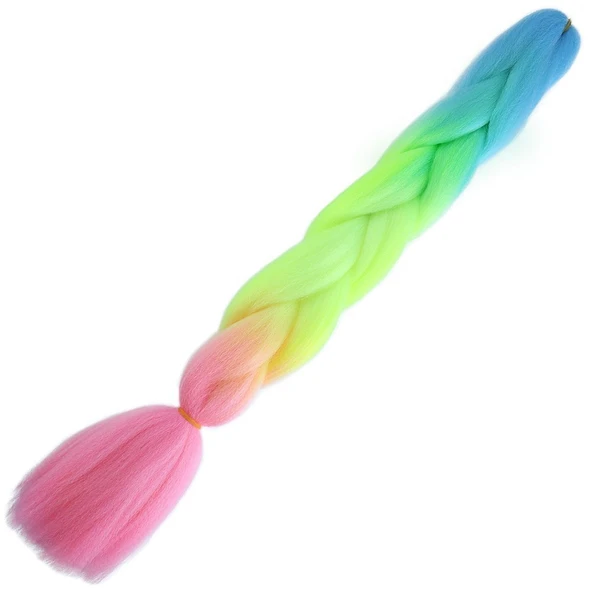 Afrika Örgülük Ombreli Sentetik 100 Gr. / Açık Mavi / Neon Sarı / Pembe ürün görseli 1