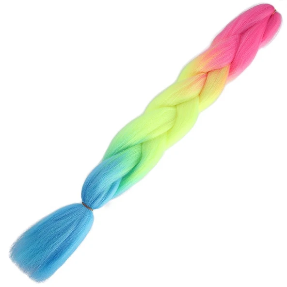 Afrika Örgülük Ombreli Sentetik 100 Gr. / Fuşya / Neon Sarı / Açık Mavi ürün görseli 1