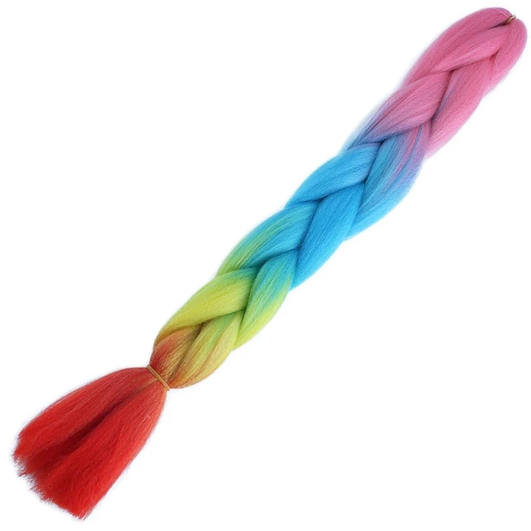 Afrika Örgülük Ombreli Sentetik 100 Gr. / Pembe / Açık Mavi / Sarı / Kırmızı ürün görseli 1