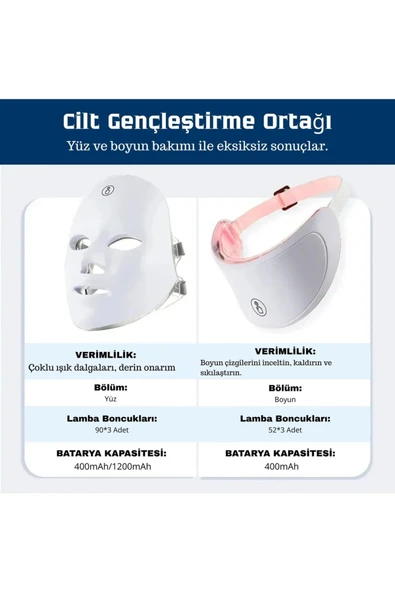 MIIQ2 Renkli LED Işık Terapisi Yüz ve Boyun Maskesi Kablosuz Cilt Yenileme Akne Karşıtı Güzellik Cihazı ürün görseli 1