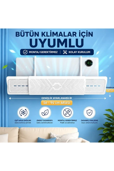 MIIQ2 Klima Rüzgar Yönlendirici Aparat Ayarlanabilir 56-95 cm Universal Klima Deflektörü Montajsız ürün görseli 1