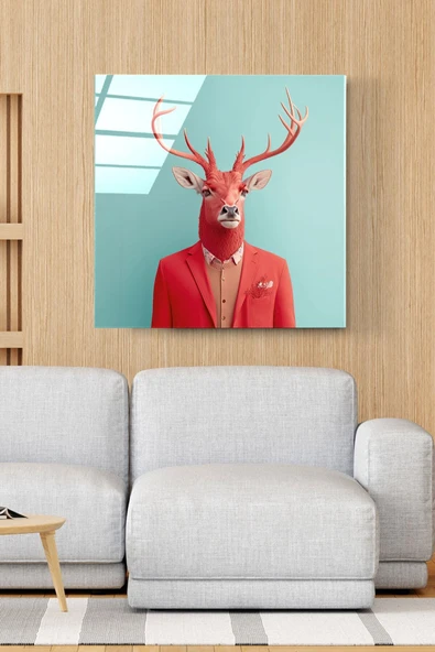 Dekoratif Flamingo Portre Dekoratif Cam Tablo ürün görseli 1
