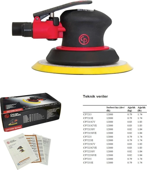 Chicago Pneumatic CP7255E Havalı Orbital Zımpara Makinesi -CP7255E Orbital Sanders ürün görseli 1