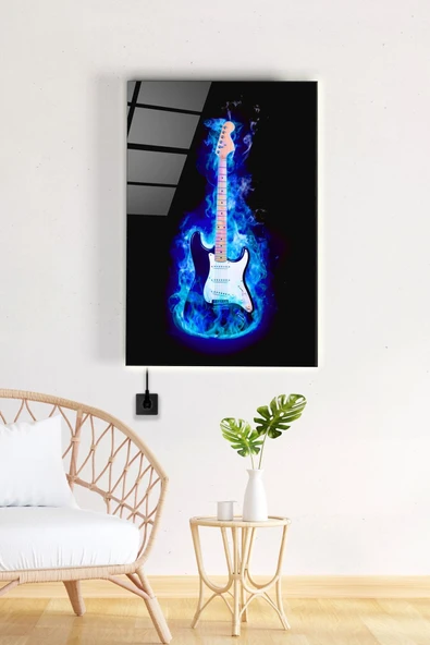 Led Aydınlatmalı Elektro Gitar Cam Tablo, Işıklı Cam Tablo ürün görseli 1