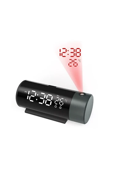 HPYTECH Projeksiyonlu LED Dijital Çalar SaatUSB GüçÇift AlarmTavan & Duvar Yansıtma Masa Saati ürün görseli 1