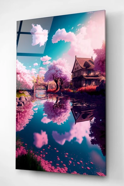 Pink Cam Tablo, Dekoratif Cam Tablo - Resim 5