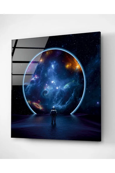 Astronot Cam Tablo, Dekoratif Cam Tablo - Resim 4