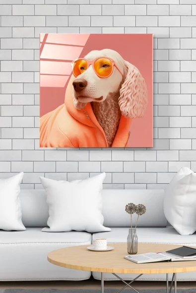 Köpek Portre Cam Tablo, Dekoratif Cam Tablo ürün görseli 1