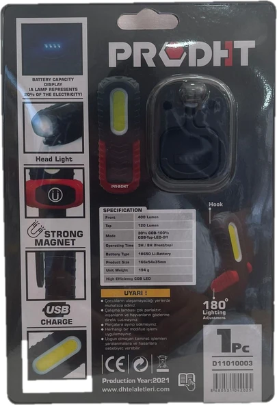 Dht 400 Lümen Mıknatıslı Kancalı Çalışma Lambası - Resim 2