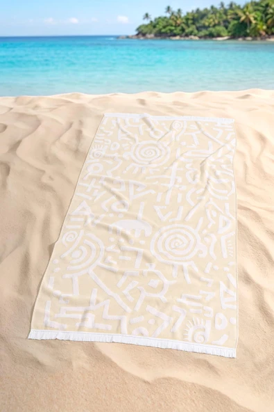 Sumera | %100 Pamuk Saçaklı Plaj Havlusu | 80x150 cm (Sarı) ürün görseli 1