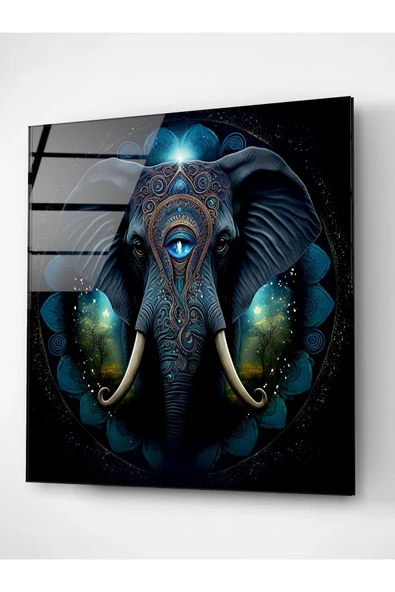 Elephant Cam Tablo, Dekoratif Cam Tablo - Resim 4