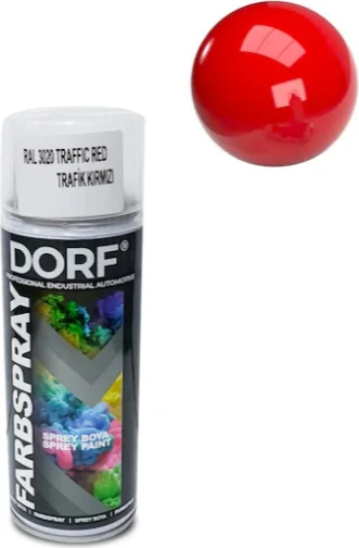 Dorf Trafik Kırmızı Sprey Boya Vernikli Akrilik RAL3020 400 ml ürün görseli 1