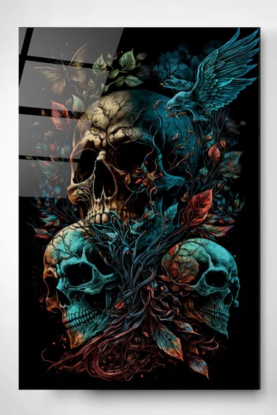 Skulls Cam Tablo, Dekoratif Cam Tablo ürün görseli 1