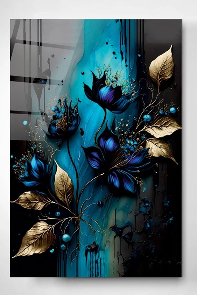 Abstract Flowers Cam Tablo, Dekoratif Cam Tablo ürün görseli 1