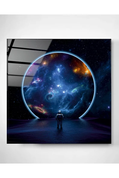 Astronot Cam Tablo, Dekoratif Cam Tablo - Resim 3