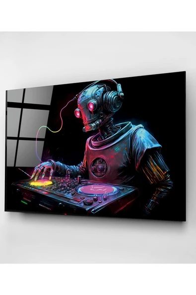 Dj Robot Cam Tablo, Dekoratif Cam Tablo - Resim 5