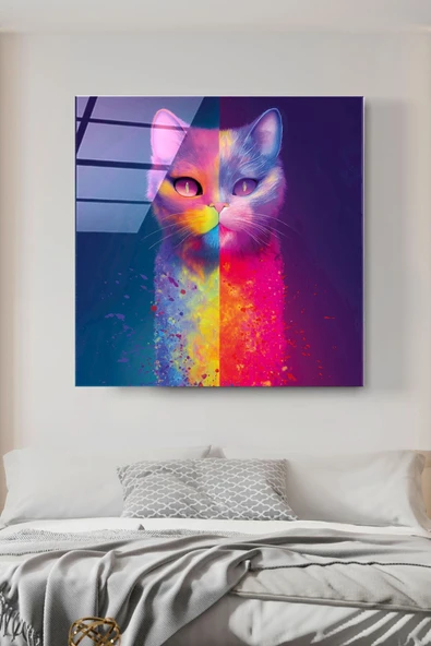 Kedi Cam Tablo, Dekoratif Cam Tablo ürün görseli 1
