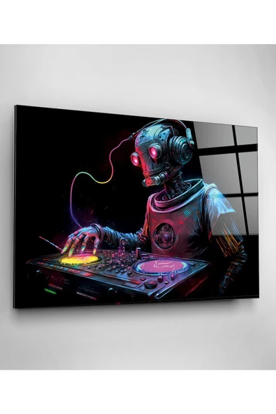 Dj Robot Cam Tablo, Dekoratif Cam Tablo - Resim 3