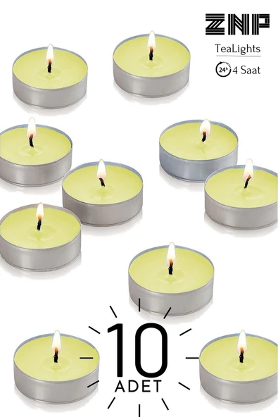10 Adet | Papatya Kokulu Tealight Mum | 4 Saat Yanar | Dekoratif Mumluk Mumu ürün görseli 1